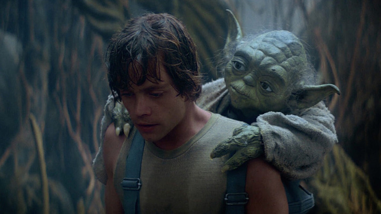 Luke trains with Yoda in The Empire Strikes Back.