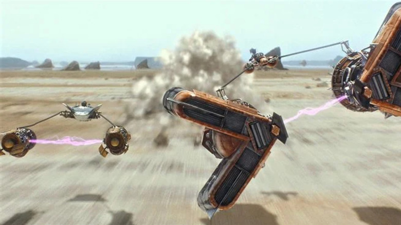 Podracing in Phantom Menace.