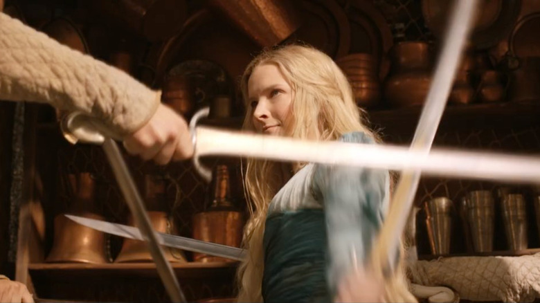 Galadriel spars with cadets