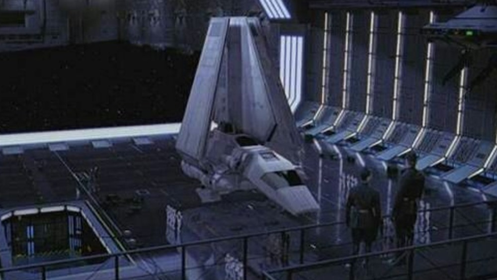 A Lambda-Class Imperial shuttle docking