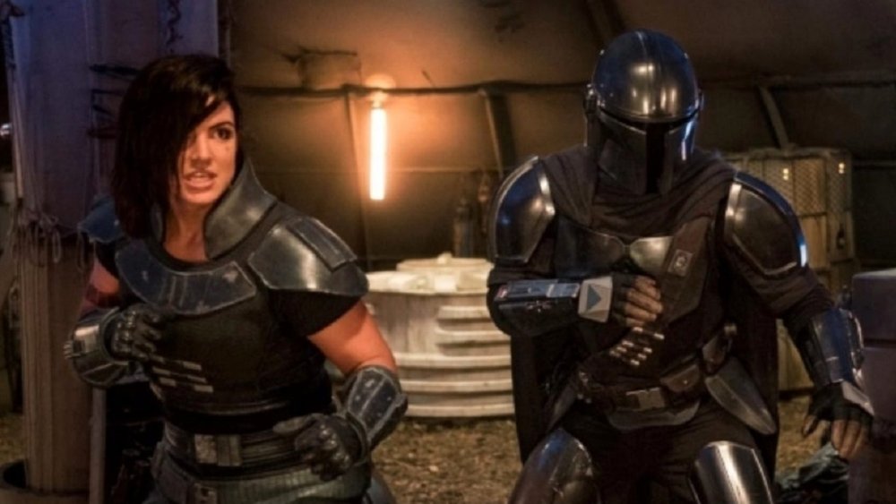 Gina Carano and Pedro Pascal in The Mandalorian