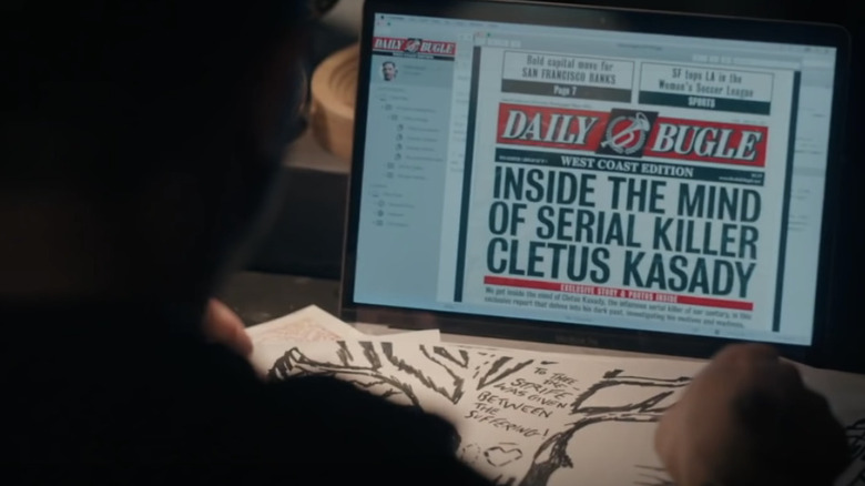 Eddie Brock's computer screen in in "Venom: Let There Be Carnage"