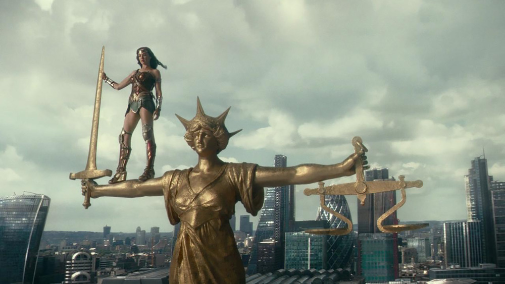 Wonder Woman on Justice statue