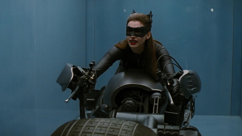 Catwoman on a Batpod bike