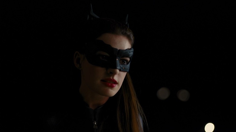 Catwoman in her mask at night