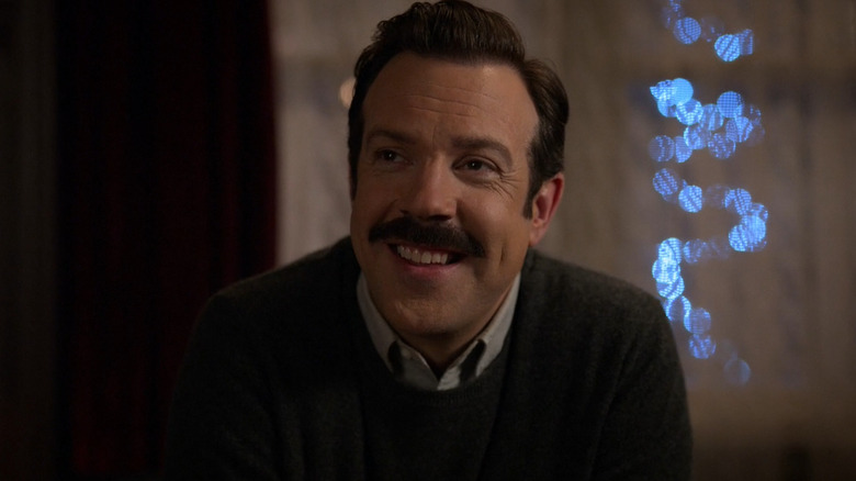 Jason Sudeikis smiling with mustache