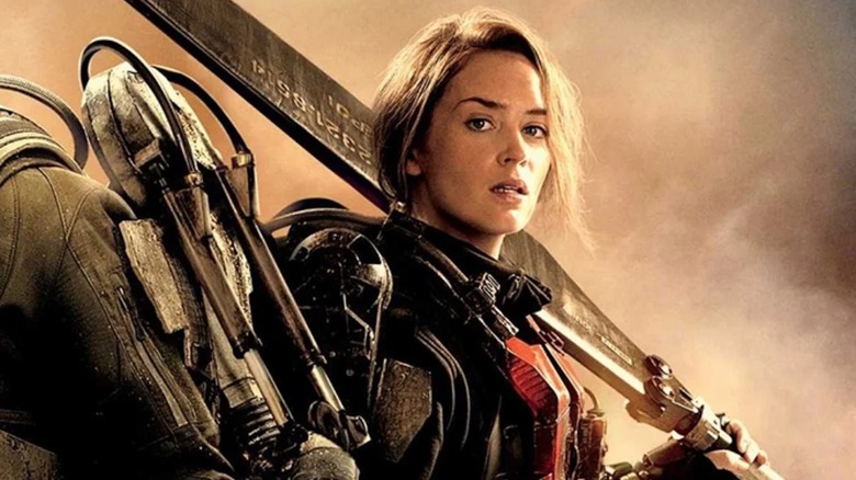 Emily Blunt as Rita Vrataski with sword