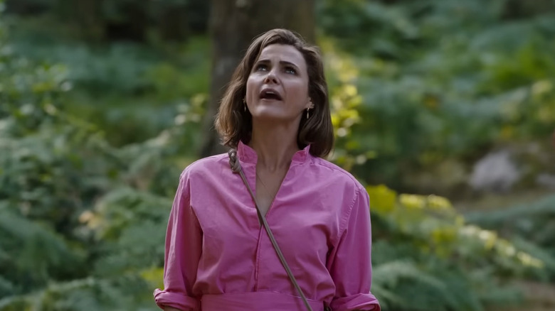 Keri Russell as Colette searching the forest in Cocaine Bear