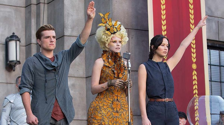 Hutcherson, Banks, and Lawrence in "The Hunger Games"