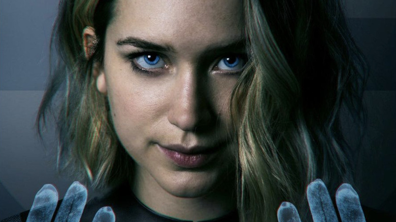 Elizabeth Lail smirking as Sue Storm