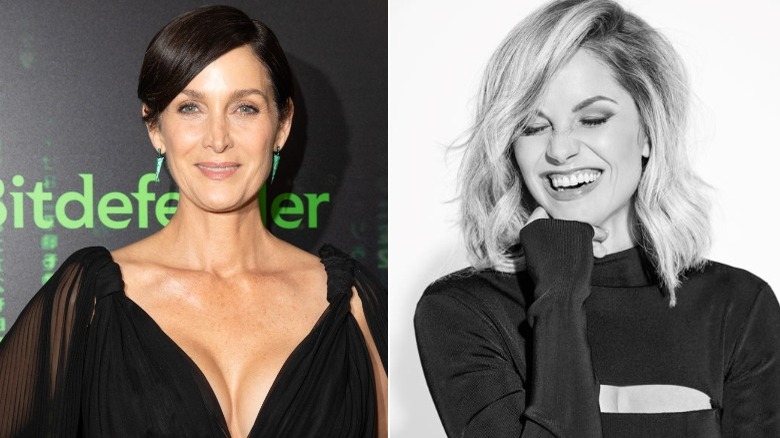 Carrie-Anne Moss at premiere, Ellen Hollman laughing