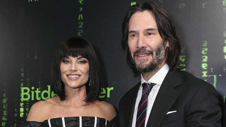 Ellen Hollman and Keanu Reeves at Matrix premiere