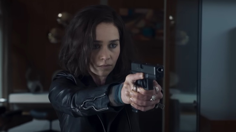 Emilia Clarke holding gun in Secret Invasion