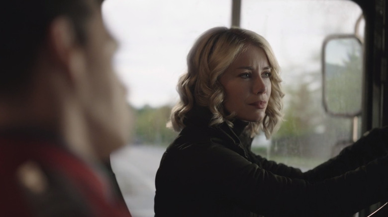 Emilia Harcourt annoyed while driving