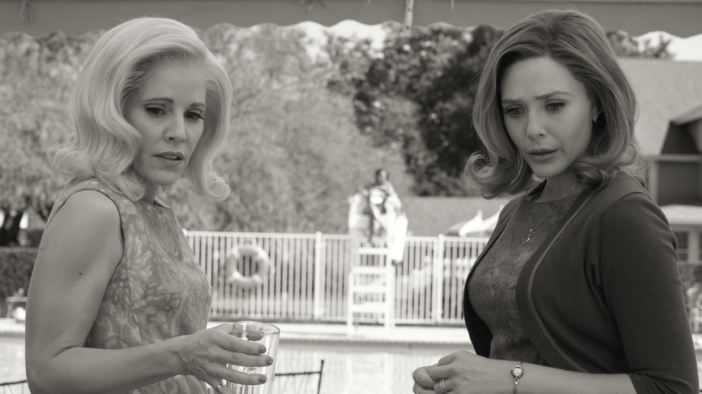 Emma Caulfield and Elizabeth Olsen in WandaVision