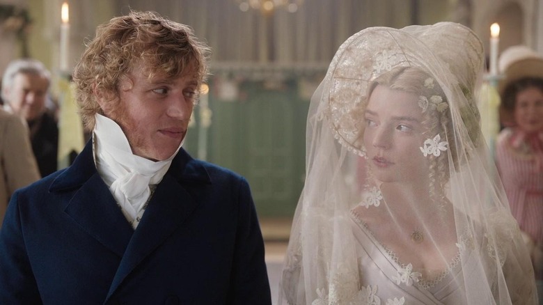 Emma and Mr. Knightley looking at each other at their wedding