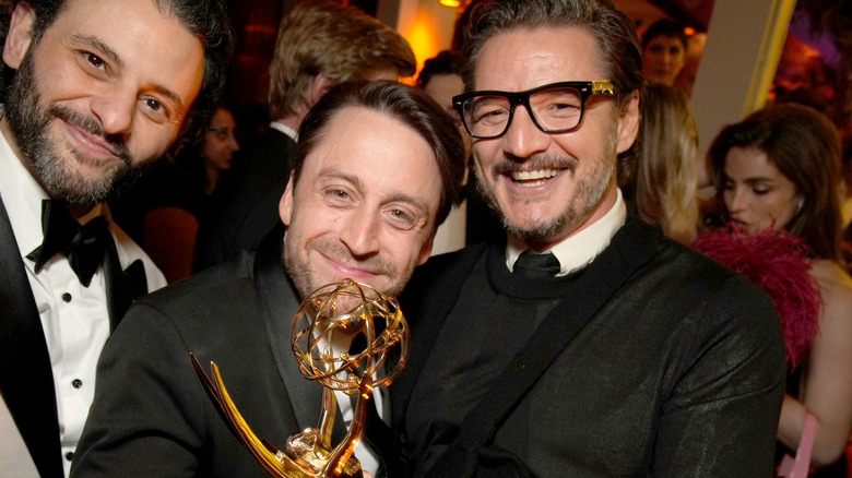 Arian Moayed, Kieran Culkin, and Pedro Pascal smiling