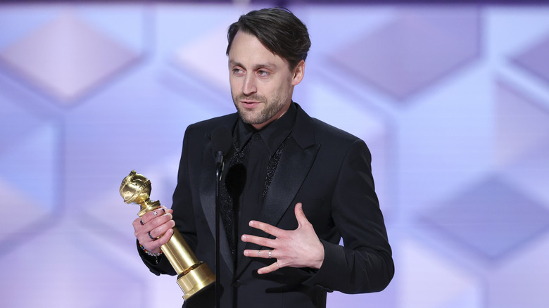 Kieran Culkin with Golden Globe