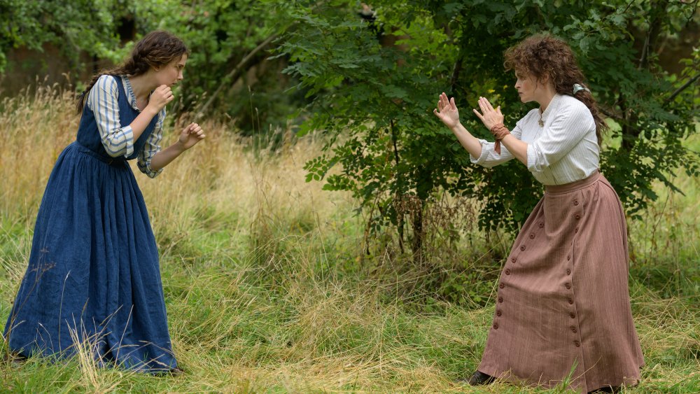 Millie Bobby Brown and Helena Bonham Carter in Enola Holmes