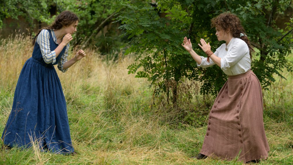 Millie Bobby Brown and Helena Bonham Carter in Enola Holmes