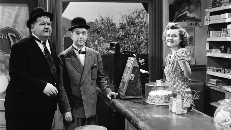 Jacqueline White with Laurel and Hardy