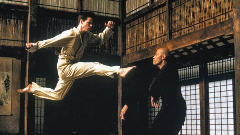 Keanu Reeves and Laurence Fishburne in The Matrix