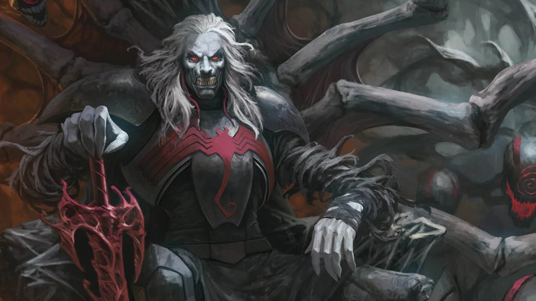 Knull sits on black throne