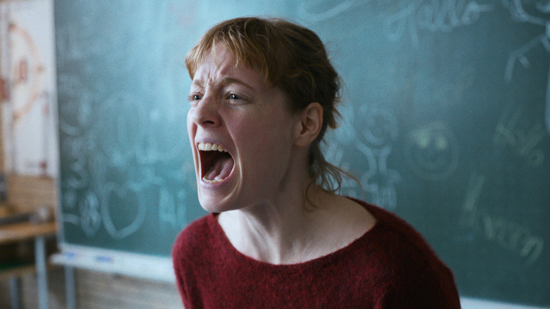 Carla Nowak screams in classroom