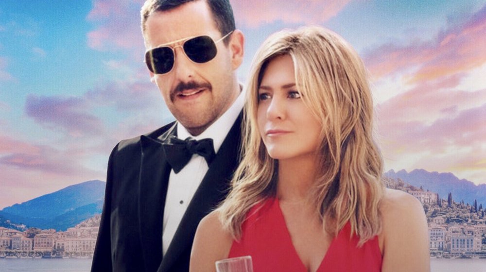Adam Sandler and Jennifer Aniston as Nick and Audrey Spitz in Netflix's Murder Mystery