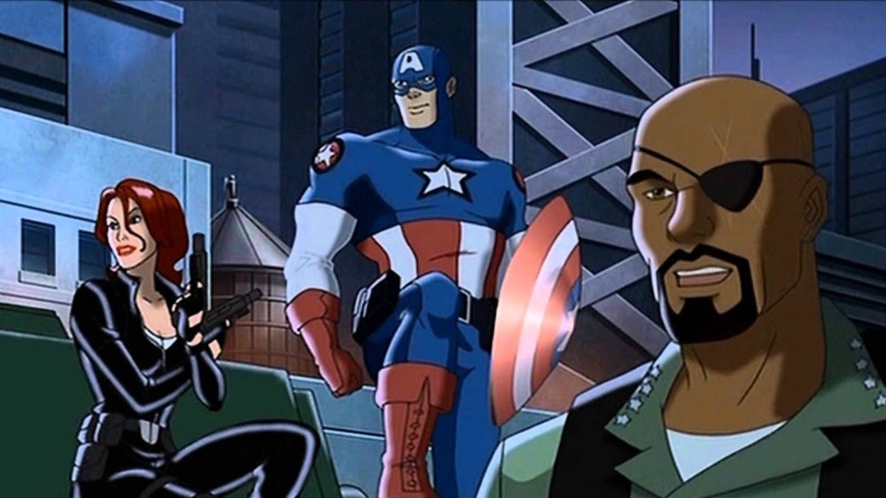 Animated Black Widow, Captain America, Nick Fury