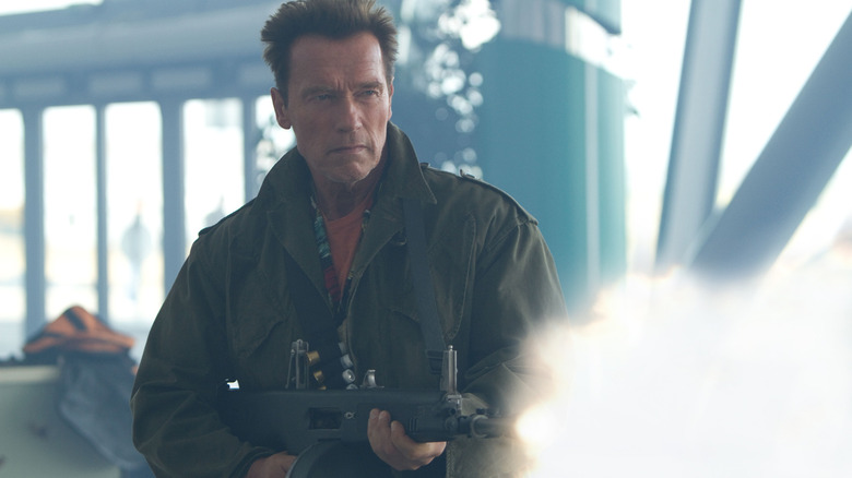 Arnold with a giant gun