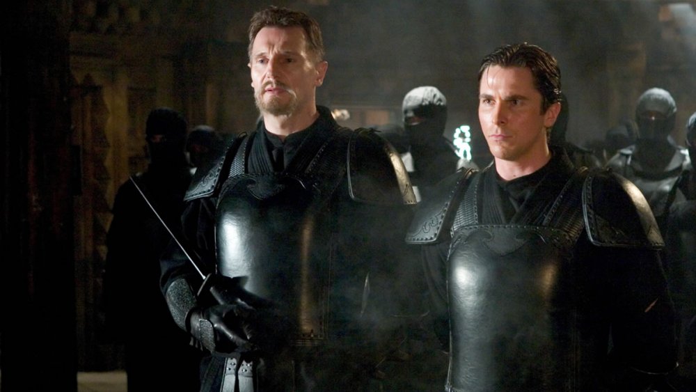 Christian Bale and Liam Neeson in Batman Begins