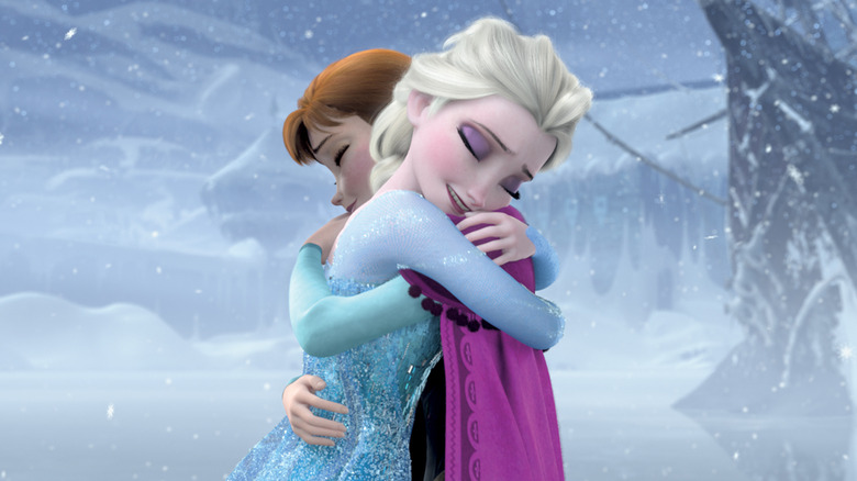 Elsa and Anna embrace
