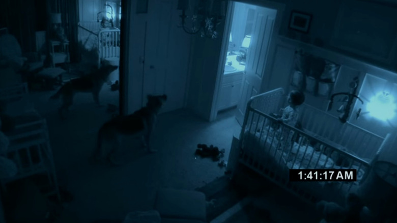 Security footage of a baby crib