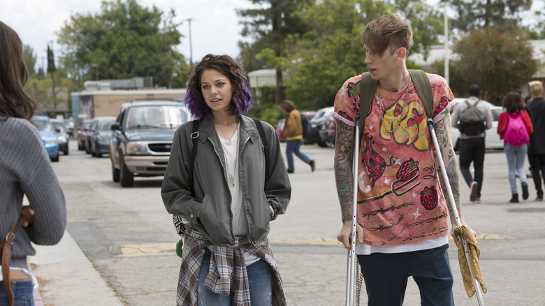 Leo Tipton and Machine Gun Kelly walking to school