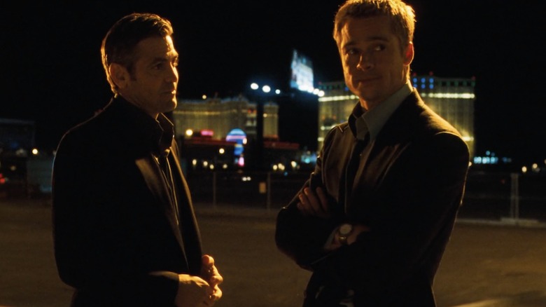 Brad Pitt with George Clooney in Ocean's Eleven