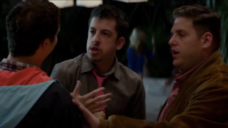 Christopher Mintz-Plasse and Jonah Hill getting angry at Michael Cera