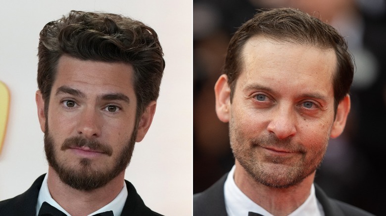 Andrew Garfield and Tobey Maguire pose