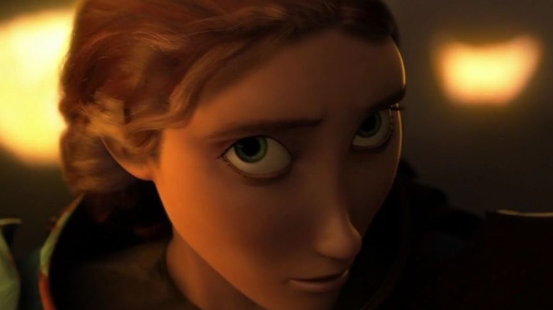 Valka wearing a wary expression