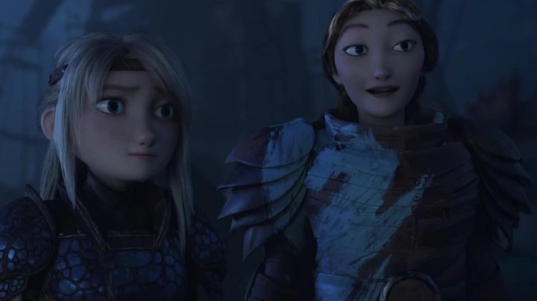 Valka and Astrid in dragon armor