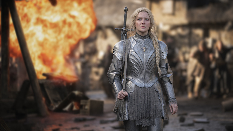 Armored Galadriel holding sword