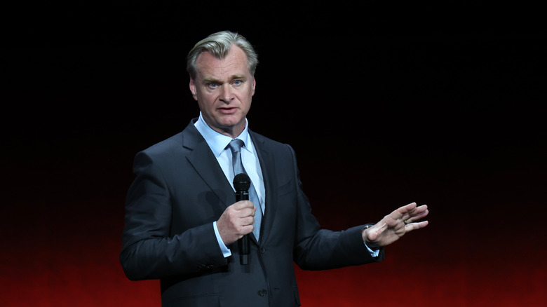 Christopher Nolan promotes the upcoming film "Oppenheimer" during the Universal Pictures and Focus Features presentation during CinemaCon