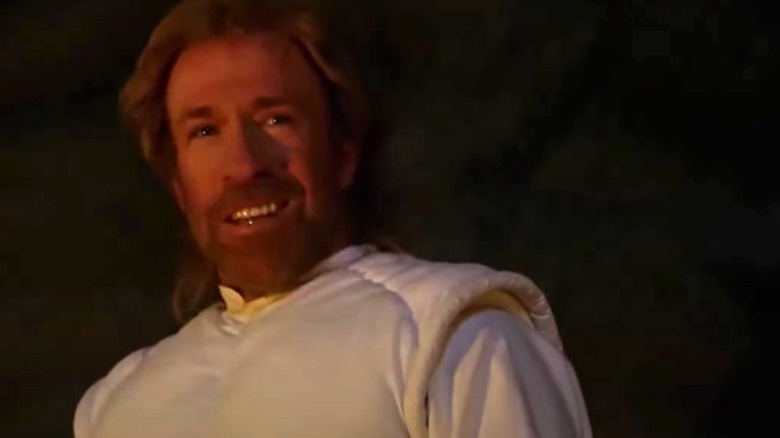 Chuck Norris in white ninja costume