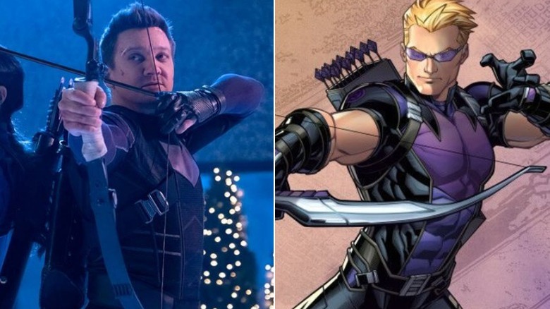 Hawkeye using bow and arrow