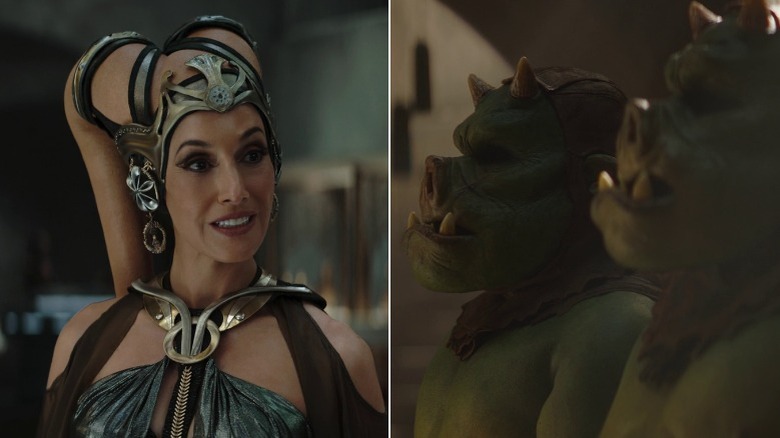 Madam Garsa Fwip and two Gamorrean servants