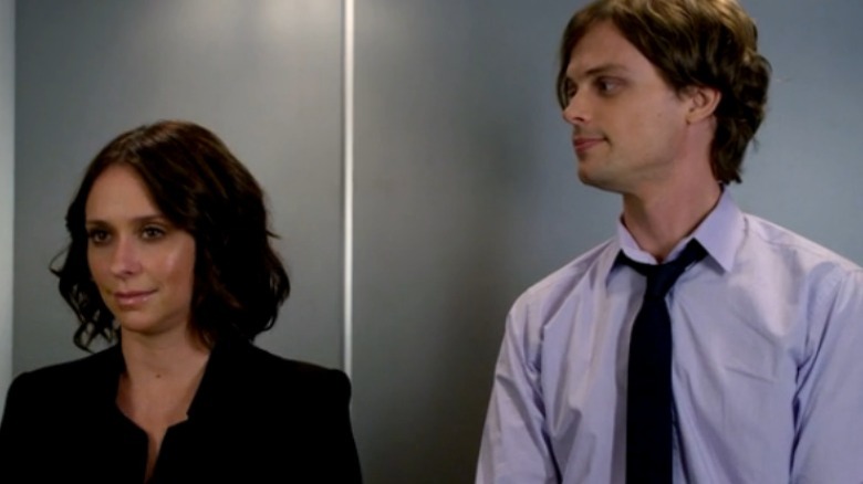 Callahan and Reid standing in elevator Criminal Minds