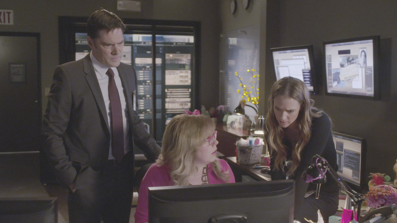 Hotch, Garcia and JJ in Garcia's office Criminal Minds