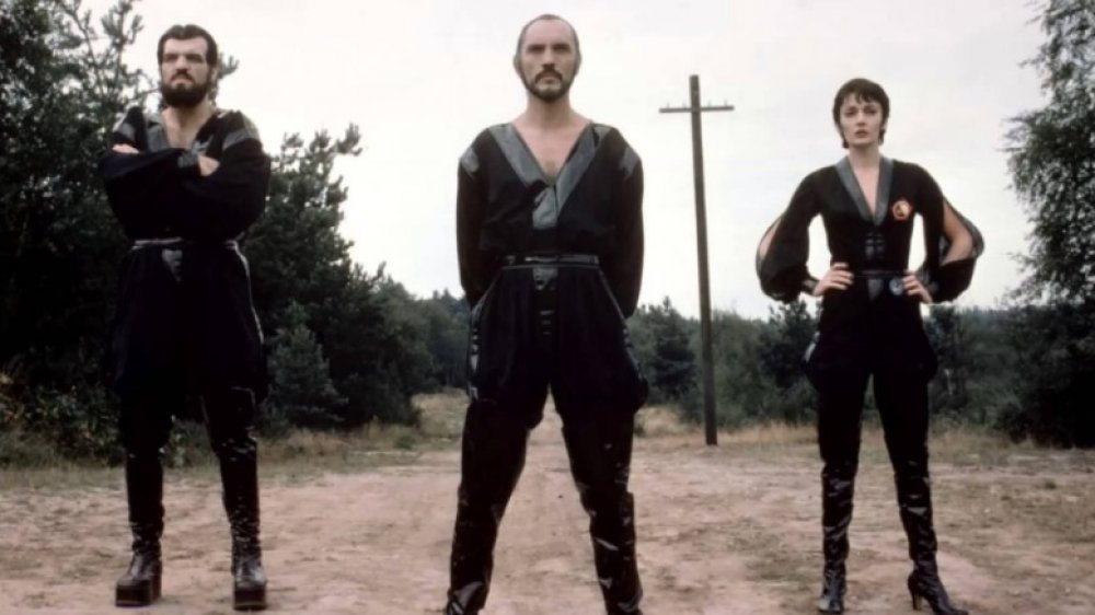 (left to right) Jack O'Halloran as Non, Terrence Stamp as Zod, and Sarah Douglas as Ursa in Superman II