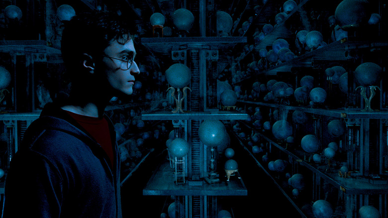 Harry Potter looks as prophecies in Department of Mysteries