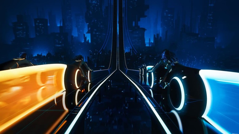 Artist's rendering of the Tron Lightcycle Run ride at Disneyworld